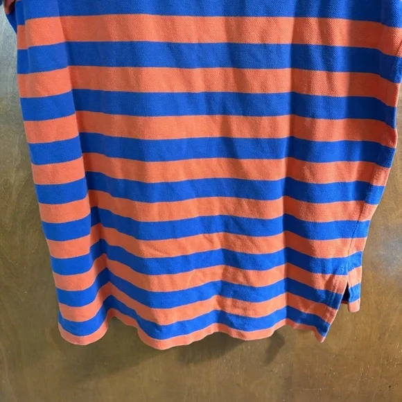 Polo by Ralph Lauren Men's Orange and Blue Striped Polo Shirt Y2K Vintage Rugby - Picture 11 of 16